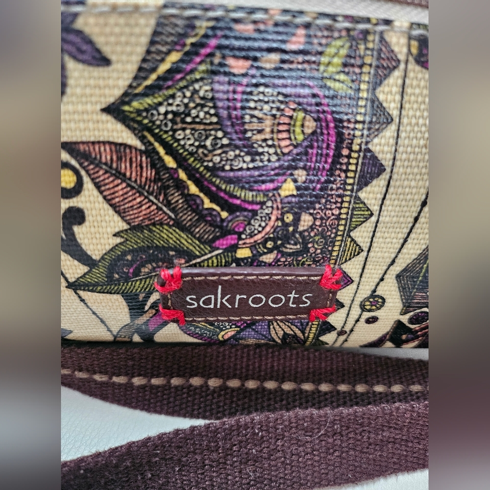 Sakroots Floral Cream Purple Crossbody Bag - Picture 9 of 12